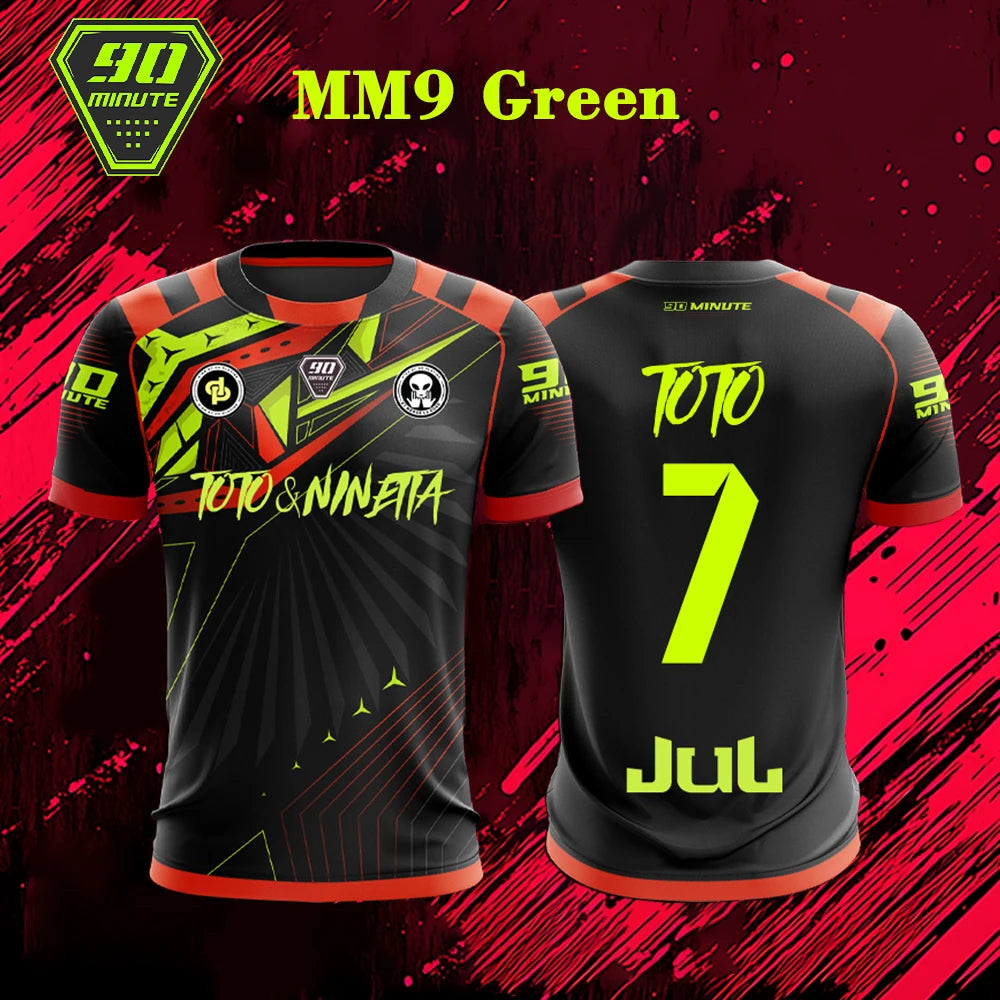 90 Minutes Series MM9 JUL Football Shirt Men's Summer Outdoor Sports Quick-drying Jersey Fitness Training O-neck T-shirt