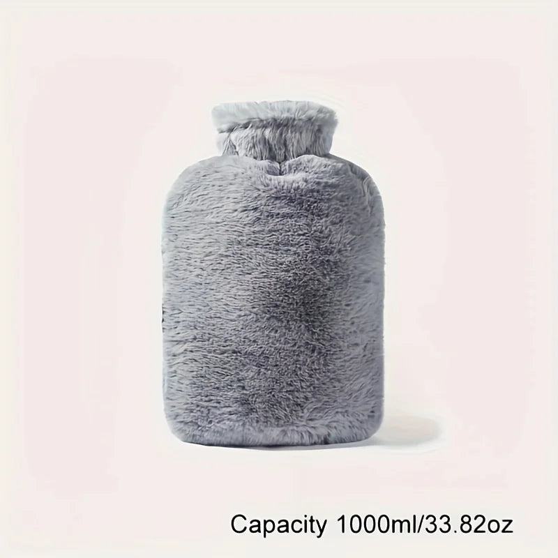 1L/2L PVC Plush Hot Water Bottle – Leak-Proof Large-Capacity Bed & Abdomen Warmer, Soft Cover for Cramps & Winter Heat